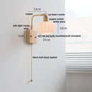Axyaa Ash Wood LED Wall Fixture Rotatable Glass Bedside Lamp