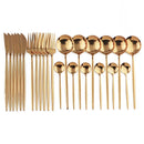 Axyaa 24-Piece Stainless Steel Champagne Gold Cutlery Set