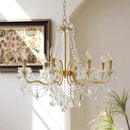 Axyaa Crystal Copper Chandelier Pendant Lights with LED Candle, Luxury Home Decor
