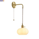 Axyaa Glass Copper LED Wall Lights with Knob Switch - Modern Bedside Lamp