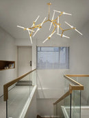 Axyaa Gold Branch LED Chandelier - Modern Loft Pendant Lamps for Duplex Villa