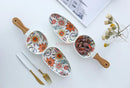 Axyaa Ceramic Tableware Set: Bowls, Plates, Snack Trays, Fruit Salad Handles for Home