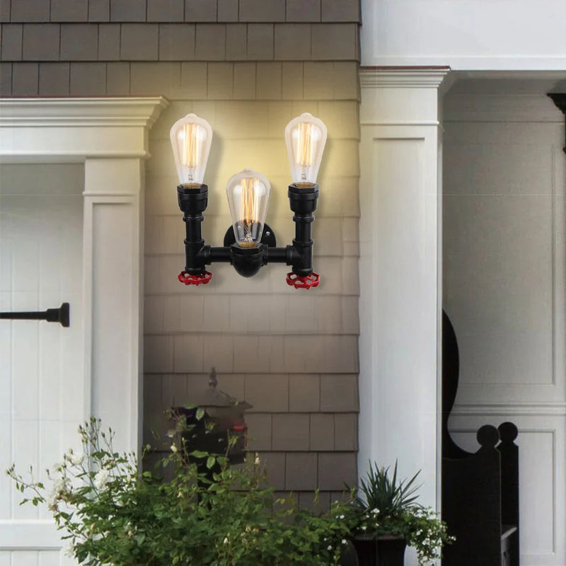 Axyaa Rust Water Pipe Wall Sconce Light Fixture for Industrial Decor