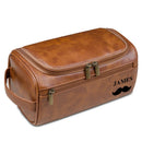 Axyaa Men's PU Leather Toiletry Bag: Personalized Travel Organizer for Groomsmen, Birthday, Bachelor Gift