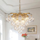 Axyaa Glass Ball Bubble Chandelier LED Pendant Light - Chrome Tiered Luxury Hanging Lamp
