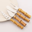 Axyaa Bamboo Cheese Knives Set - Stainless Steel Cutlery for Cheese-Lovers