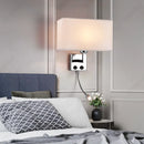 Axyaa LED Fabric Lampshade Wall Lamp Adjustable Spotlight for Bedroom Living Room