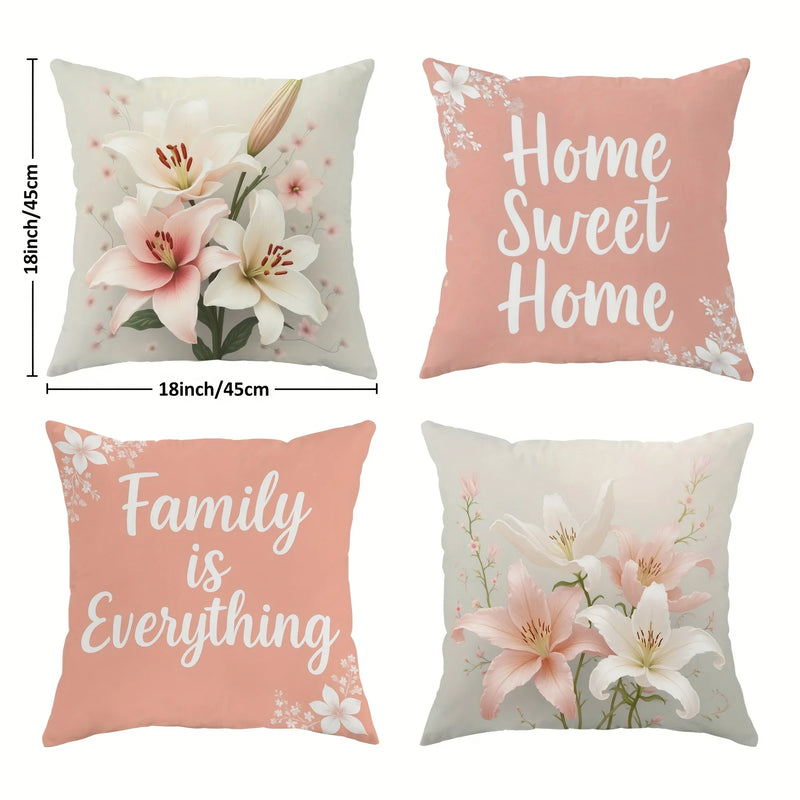 Velvet Pillow Covers with Inspirational Quotes in Soft Pink & White - Axyaa Brand