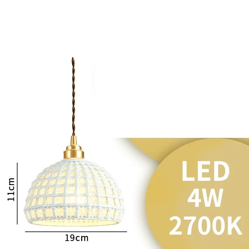 Axyaa Ceramic LED Pendant Lights: Modern Nordic Copper Hanging Lamp for Indoor Lighting