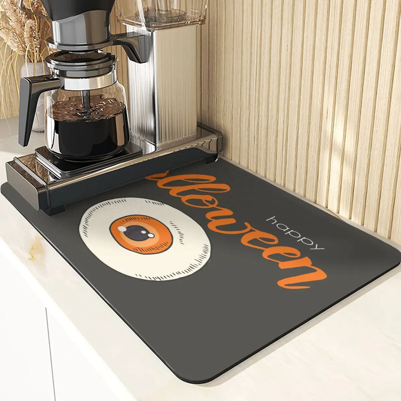 Axyaa Ghost Print Silicone Kitchen Coasters & Dish Mat