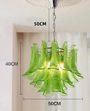Axyaa Glass Petal Chandelier: Modern Luxury Pendant for Dining Living Bedroom