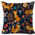 Axyaa Linen Fox Sofa Cushion Cover 50x50 Square Home Décor Pillowcase