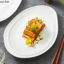 Axyaa Ceramic Oval Plate for Steak, Salad, Sushi, Dessert - Restaurant Molecular Cuisine