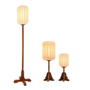 Axyaa Vintage Floor Lamp Cloth Wood Copper - E27 Bulb Compatibility
