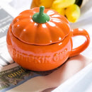 Axyaa Pumpkin Ceramic Coffee Mug with Lid - Home Office Drinkware and Decor