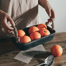 Axya Wrought Iron Storage Tray with Hemp Rope Handles for Kitchen and Photography