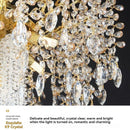 Axyaa Gold Crystal Chandelier for Dining Living Room - Modern Luxurious Tree Hanging Ceiling Lamp