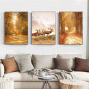 Nordic Wheat Grass Landscape Canvas Wall Art Print for Living Room Decor by Axyaa