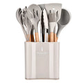 Axyaa 13Pcs Silicone Kitchen Utensils Set with Wooden Handles