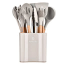 Axyaa 13Pcs Silicone Kitchen Utensils Set with Wooden Handles