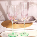 Axyaa Floral European Style Pink & Green Glass Goblet Wine Champagne Flute