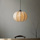 Axyaa Wabi-sabi Fabric Pumpkin Chandelier, Solid Wood Dining Room Tea Room Pendant Lamp