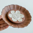 Axyaa Lotus Tea Tray with Gilded Silver Details & Handmade Rock Mud Pot