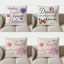 Axyaa Flowers & Positive Motto Pillow Cover - Sofa Bedroom Car Cushion Cover