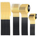 Axyaa Gold Stainless Steel Cutlery Set - 24Pcs Flatware Knife Fork Spoon Dishwasher Safe