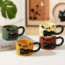 Axyaa Animal Stacked Cups Mug Set - Ceramic Coffee Latte Milk Cute Cat Design