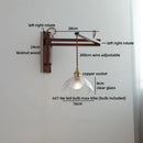 Axyaa Clear Glass LED Wall Sconce with Arm, Black Walnut Wood, Pull Chain - Modern Indoor Lighting