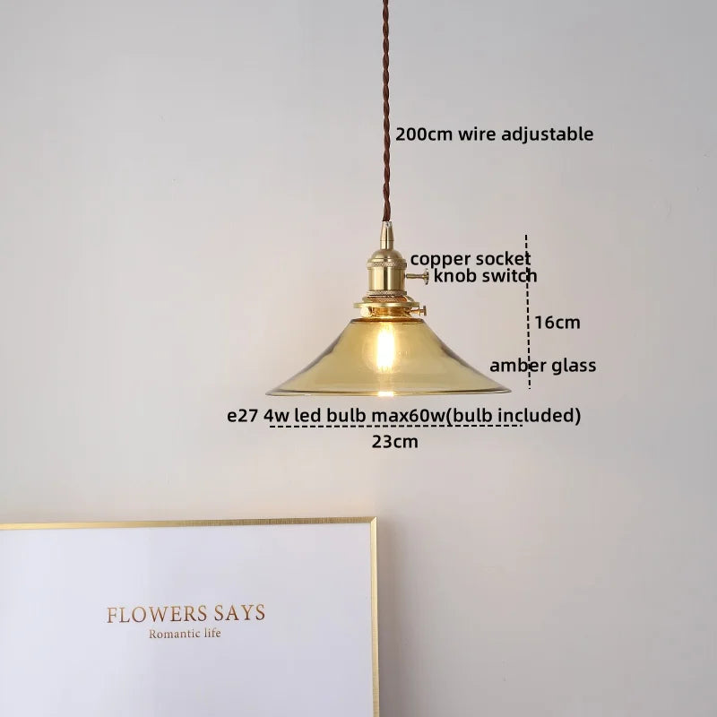 Axyaa White Ceramic LED Pendant Light Fixture with Copper Nordic Design