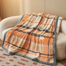 Axyaa King Size Plaid Coral Fleece Blanket Set for Autumn Winter Luxe Comfort