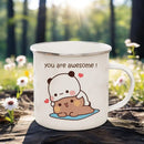 Axyaa Cartoon Bear Boob Enamel Cup Mug - Fun Drinkware Mug for Tea, Coffee, Beer