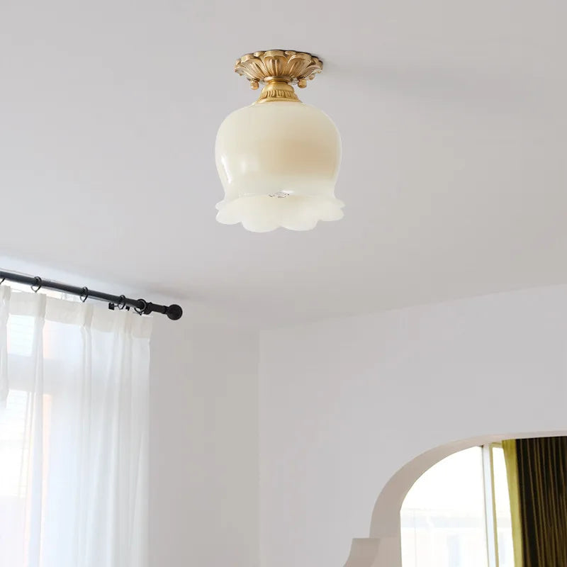 Axyaa Nordic Resin Copper Ceiling Light for Aisle Living Room Decoration