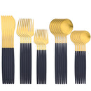 Axyaa 30-Piece Gold Stainless Steel Cutlery Set - Matte Flatware Silverware Kit