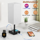 Axyaa Dimmable Rechargeable Table Lamp with White Lampshade