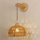 Axyaa Wooden Rattan Wall Lamp for Bedroom Living Room Decor Lighting