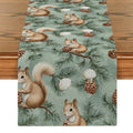 Axyaa Christmas Squirrel Table Runner Pine Cone Decoration Dining Coffee Runners