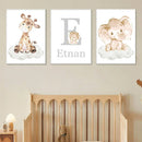 Axyaa Elephant Giraffe Nursery Wall Art Canvas Poster for Kids Room