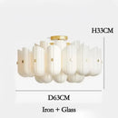 Axyaa White Glass Pendant Lamp Cream Series Iron Brass Gold Black Copper Silver