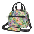 Axyaa Cactus Green Floral Thermal Lunch Bag with Adjustable Strap