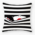 Axyaa Red Lips Stripe Throw Pillow Cover - 45X45CM