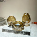 Amber Glass Vase for Desk Decor - Axyaa Texture Floral Pot Bouquet Holder