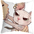 Axyaa Cute Cat Kiss Love Pillowcase 45x45cm - Home Decor Short Plush Pillow Cover