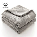 Axyaa Waffle Cotton Throw Blanket for Bed & Sofa - Soft & Breathable Summer Plaid Blanket