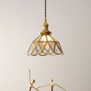 Axyaa Amber Glass LED Pendant Light, Nordic Copper Suspension Luminaire