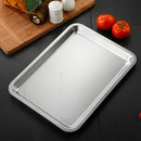 Axyaa Stainless Steel Shallow Serving Tray Steaming Plate Rectangle Baking Pan Bakeware