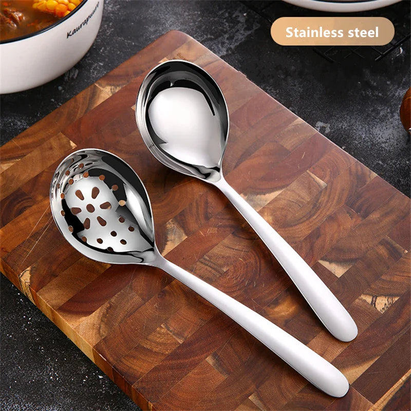 Axyaa Stainless Steel Soup Ladle Serving Colander with Long Handle