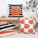 Axyaa Geometric Pumpkin Embroidered Pillow Cover - Halloween & Thanksgiving Décor